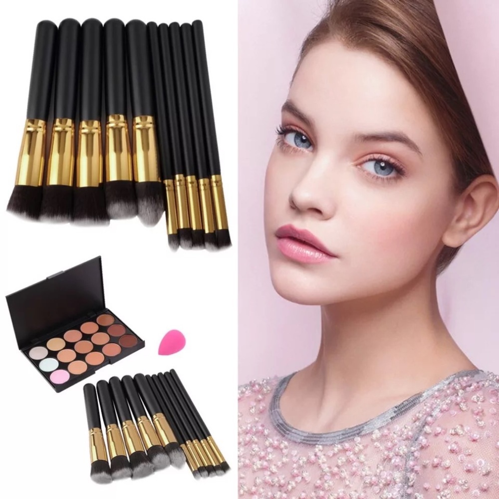 Bundle 1 Concealer Palette + 10 Brushes + 1 Sponge